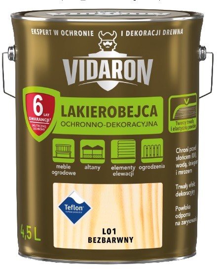 Vidaron LAKIEROBEJCA- do drewna, bezbarwna L01, 4.5 l