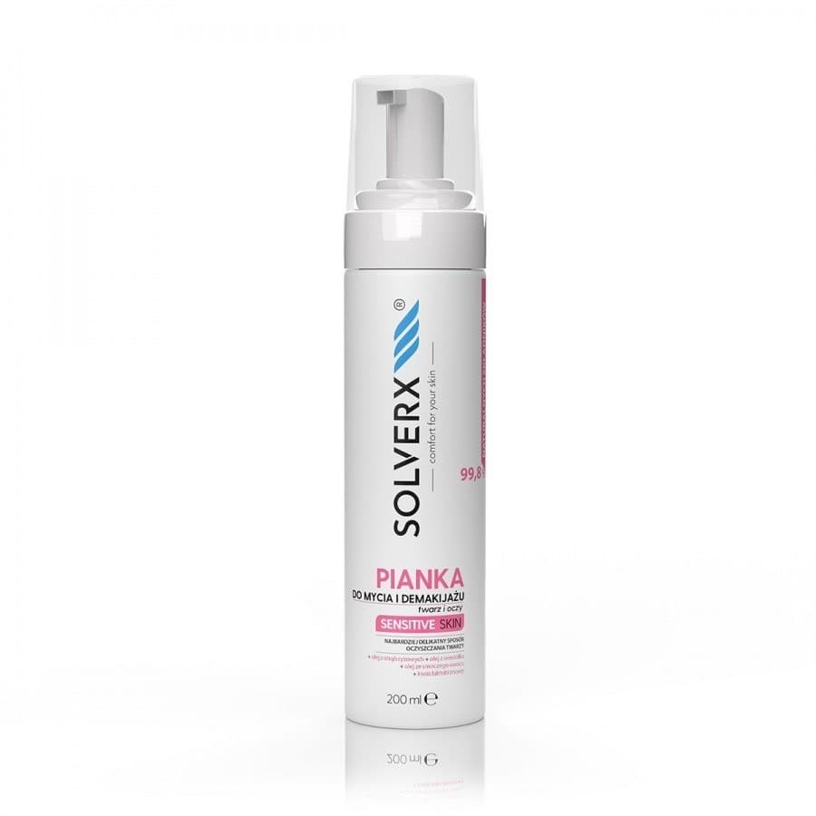 SOLVERX SOLVERX Sensitive Skin Pianka do mycia i demakijażu twarzy i oczu do cery wrażliwej 200ml