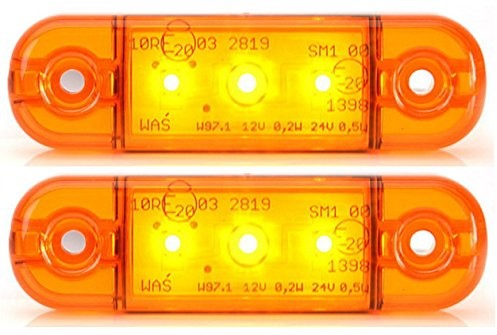 WAS 2 sztuk żarówek LED zarys świateł pozycyjnych światłami pozycyjnymi 12/24 V Pomarańczowy 708