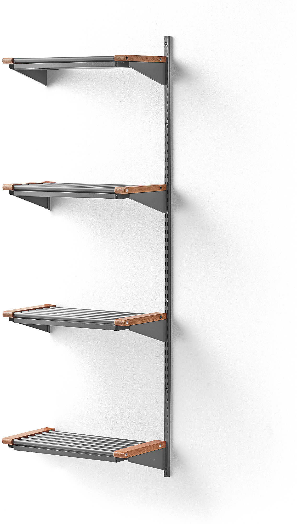 AJ Produkty Stojak na obuwie JEPPE, 4 półki, moduł dodatkowy, 1790x600x310 mm, aluminium/dąb