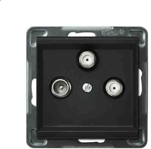 LEDart antenowe RTV-SAT z dwoma wyjściami SAT, bez ramki - Ospel Sonata GPA-R2S/m/33, czarny metalik