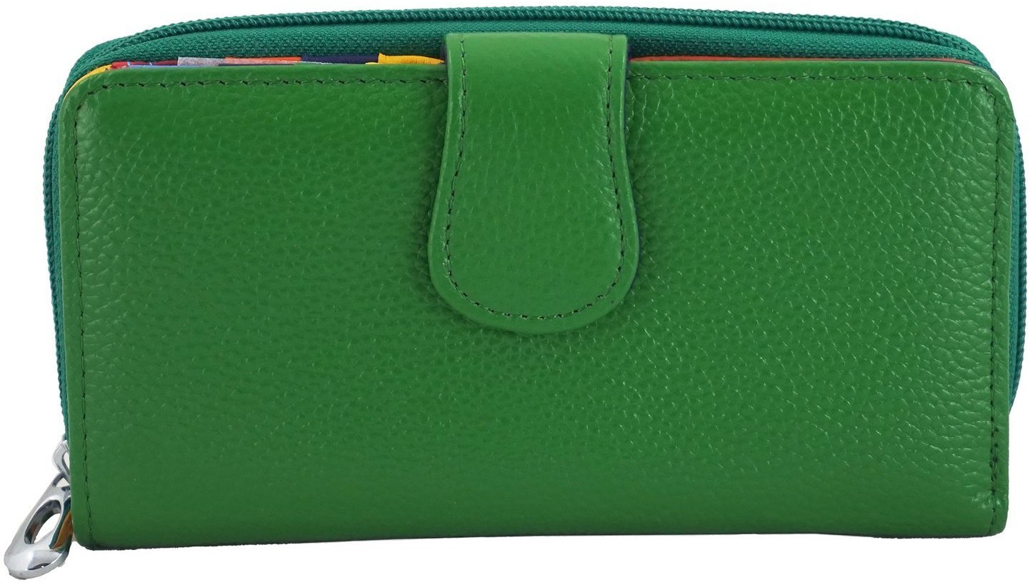 Barberini's Kolorowe portfele damskie skórzane - Zielone D-116-38