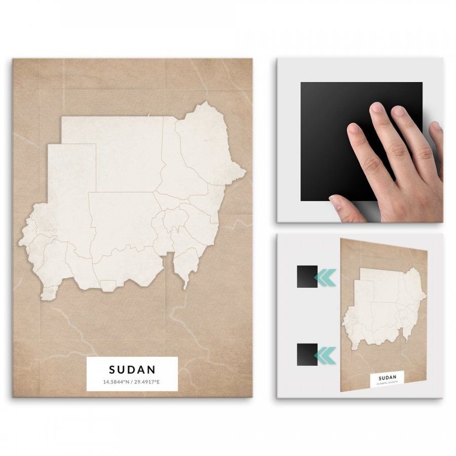 Pix4home Plakat metalowy Mapa Vintage Sudan L POS-L-04364