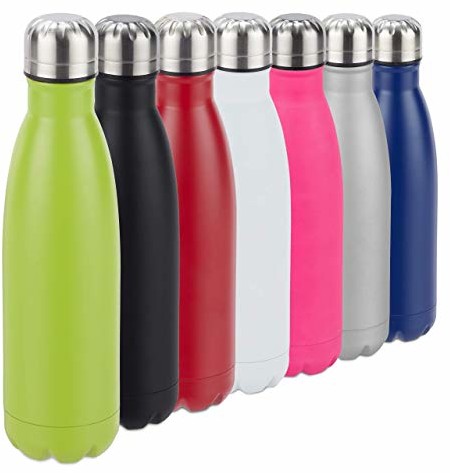 Relaxdays butelka na napoje ze stali nierdzewnej, zabezpieczona przed wyciekiem, do zimnych i gorących napojów, butelka izolacyjna 500 ml, różne Kolory