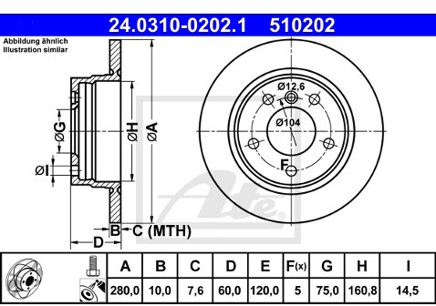 ATE TARCZA HAM POWER DISC 24.0310-0202.1 BMW E46 316 I 02-05  24.0310-0202.1