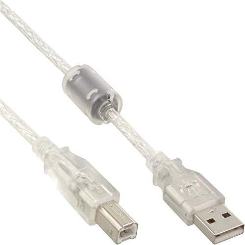 InLine USB 2.0 kabel, przezroczysty, AM/BM, z rdzeniem ferrytowym, 3 m 1X 34535
