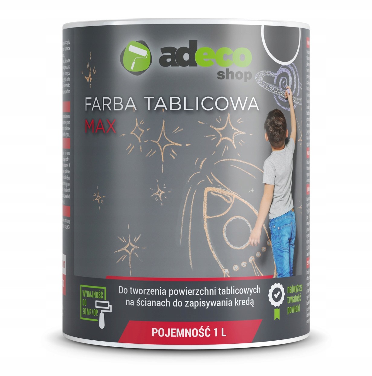 Farba tablicowa czarna Max op. 1L na 10 m
