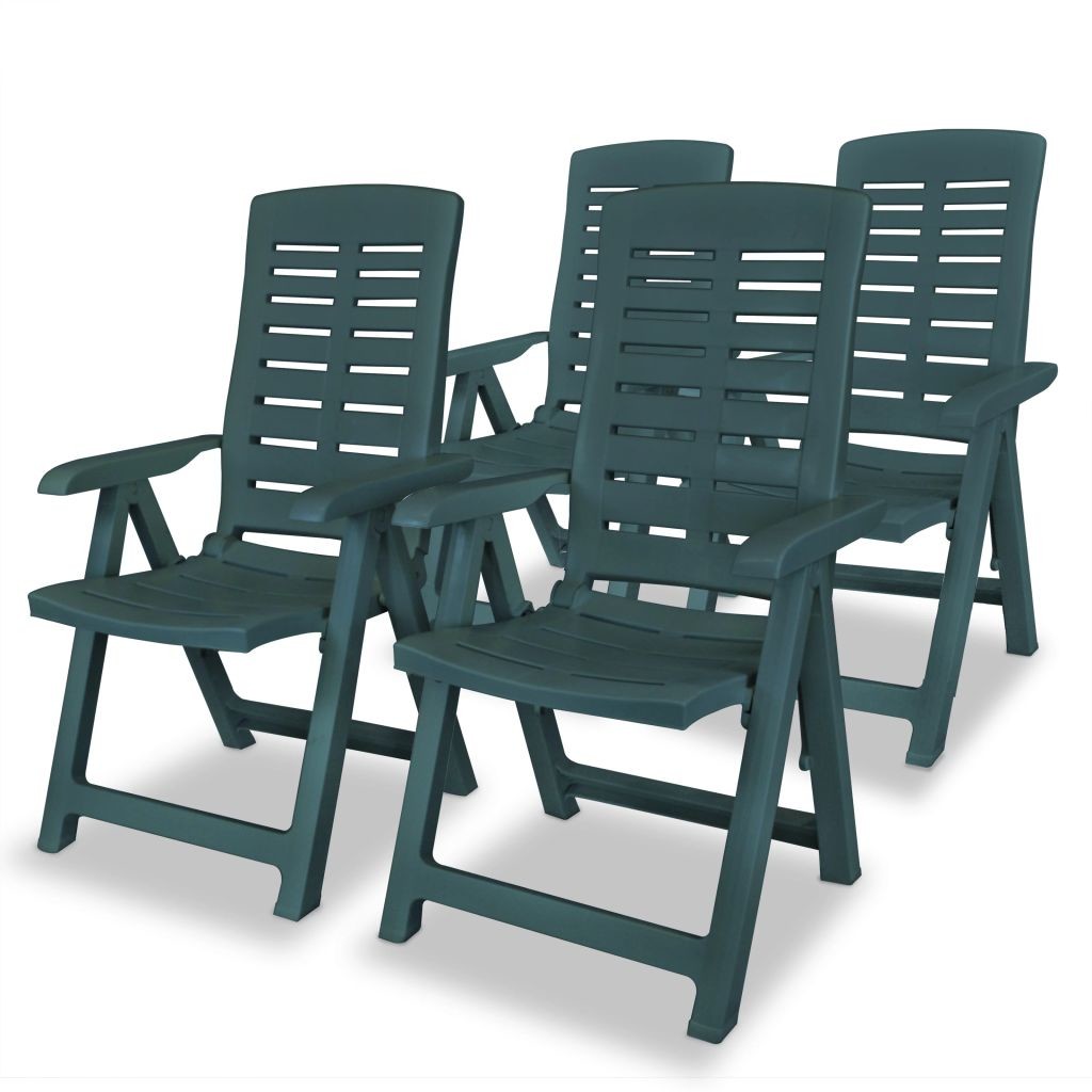 vidaXL Rozkładane krzesła ogrodowe, 4 szt., zielone, 60 x 61 108 cm