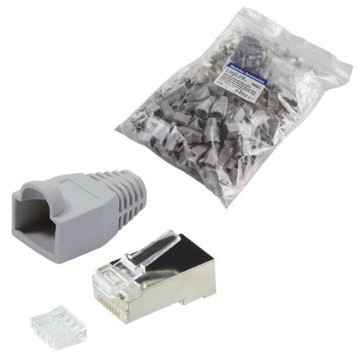 LogiLink Wtyk RJ45 CAT.6 FTP MP0021 z osłonką szary 100szt SPLKOKGF0070