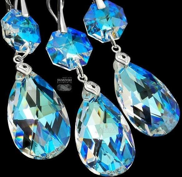 Arande SWAROVSKI piękny komplet BLUE AURORA SREBRO 4399642956