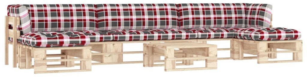 vidaXL 6-częściowy zestaw wypoczynkowy z palet, z poduszkami, sosnowy 3066973
