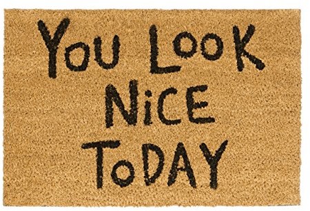 Relaxdays wycieraczka kokosowa sentencją you Look Nice Today 40 X 60 z antypoślizgową PCW podkładka wycieraczka wykonana z włókna kokosowego jako mata zatrzymująca brud mata kokosowa i dywanik mata we 10020185
