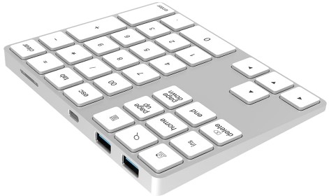 HDWR Bezprzewodowa aluminiowa klawiatura numeryczna z Bluetooth, 2x HUB USB typerCLAW BN110 typerCLAW-BN110