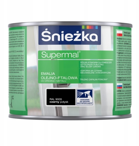 Śnieżka Supermal olejno-ftalowa 400ml Czarny