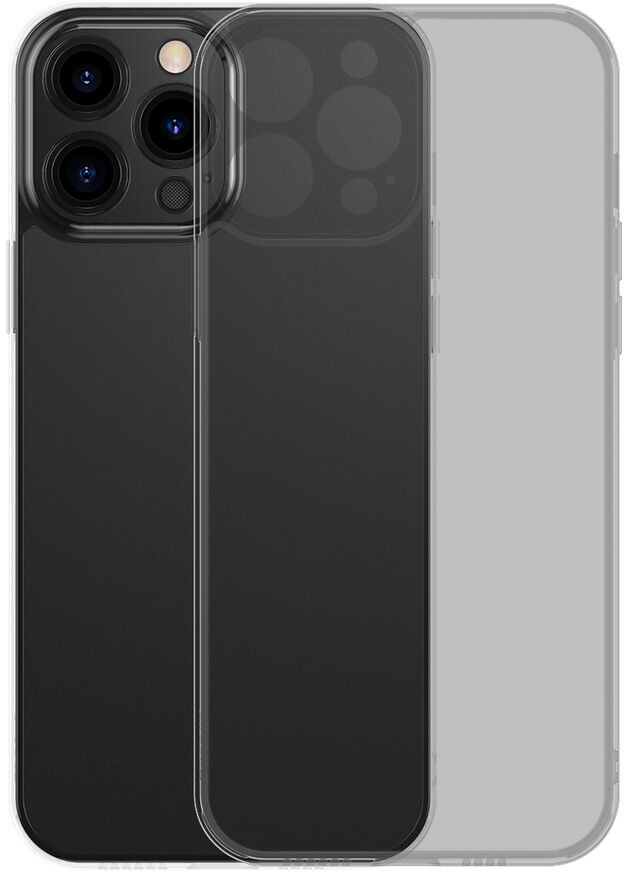 Baseus Frosted Glass Case etui pokrowiec do iPhone 13 Pro sztywna obudowa z żelową ramką czarny (ARWS000401)