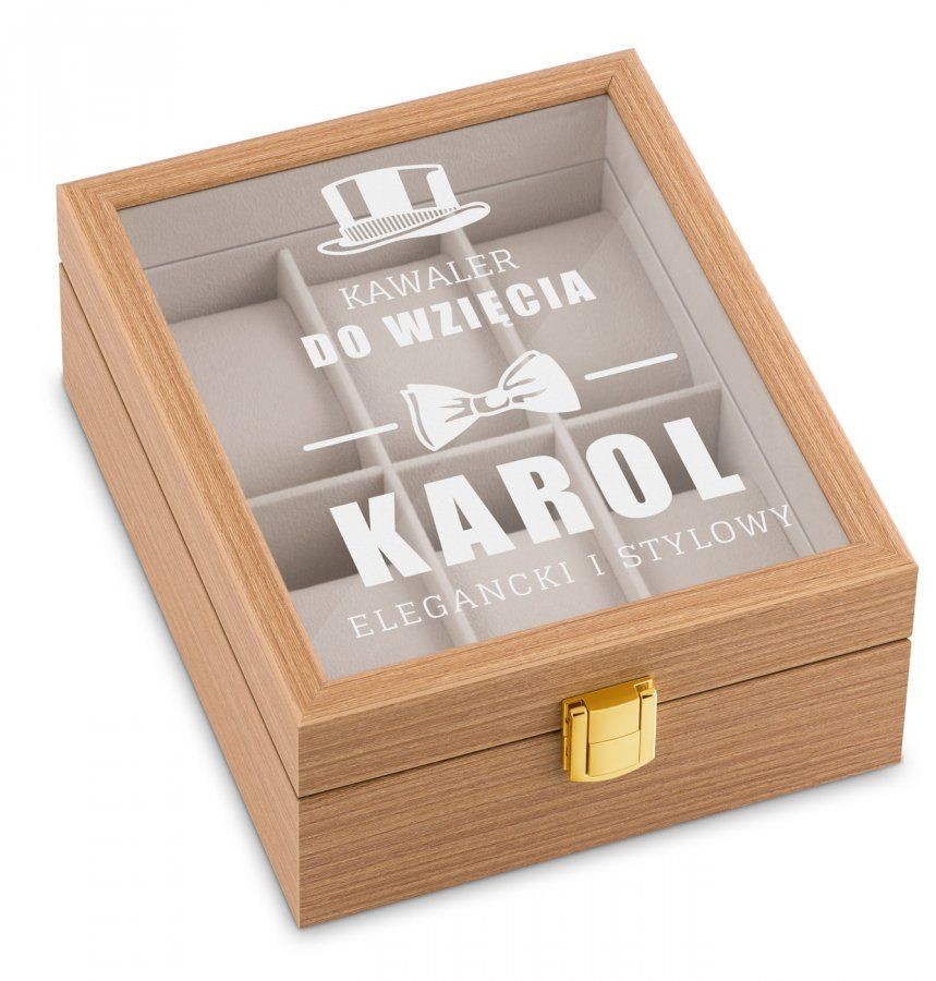 Murrano Szkatułka drewniana na 6 zegarków z grawerem dla niego kawalera singla SZKT-JD2X3-035