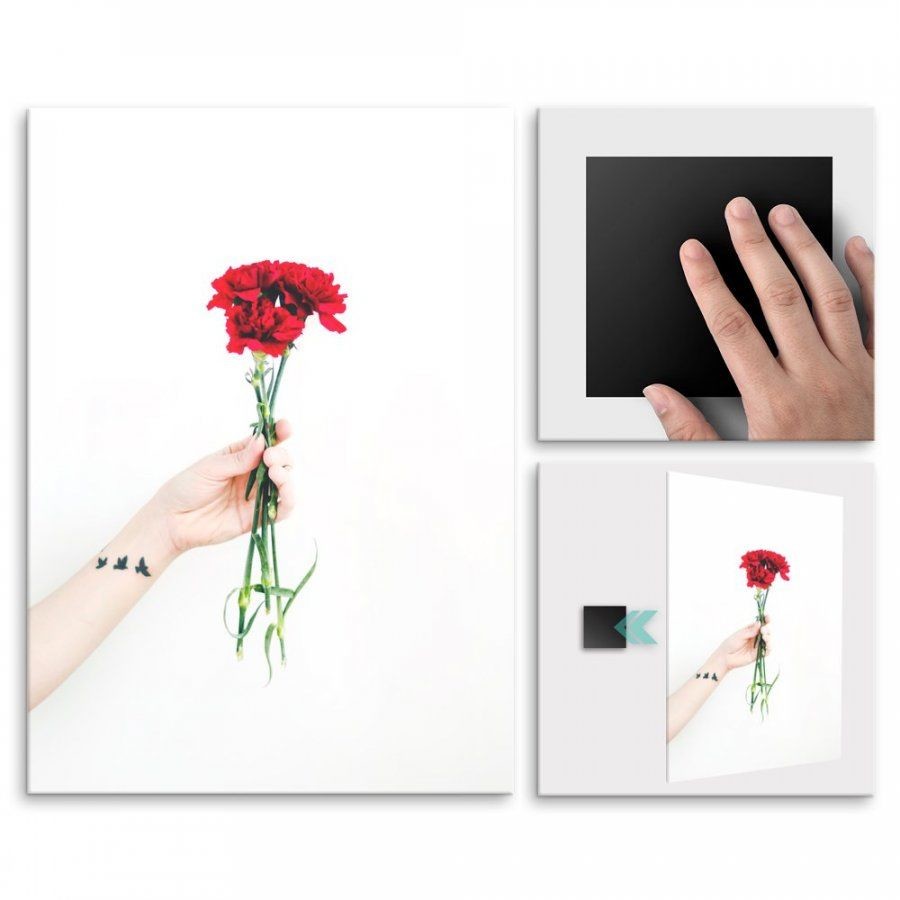 Pix4home Plakat metalowy czerwony bukiet kwiatów L POS-L-01469