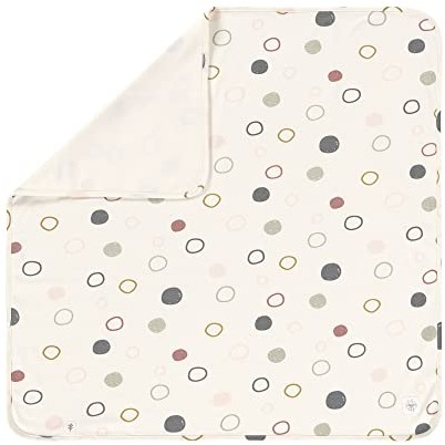 Lassig Koc do przytulania dla niemowląt z certyfikatem GOTS miękki/Interlock Baby Blanket 80 x 80 cm Circles offwhite