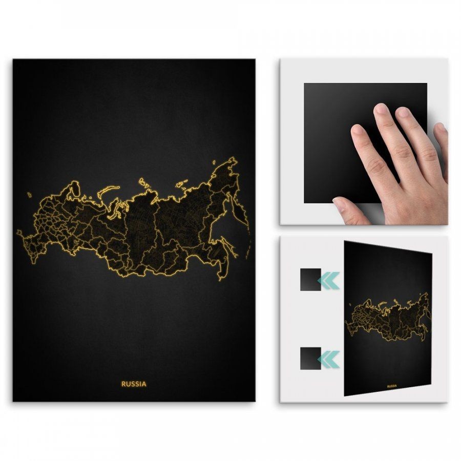 Pix4home Plakat metalowy Mapa City Lights Rosja M POS-M-04277