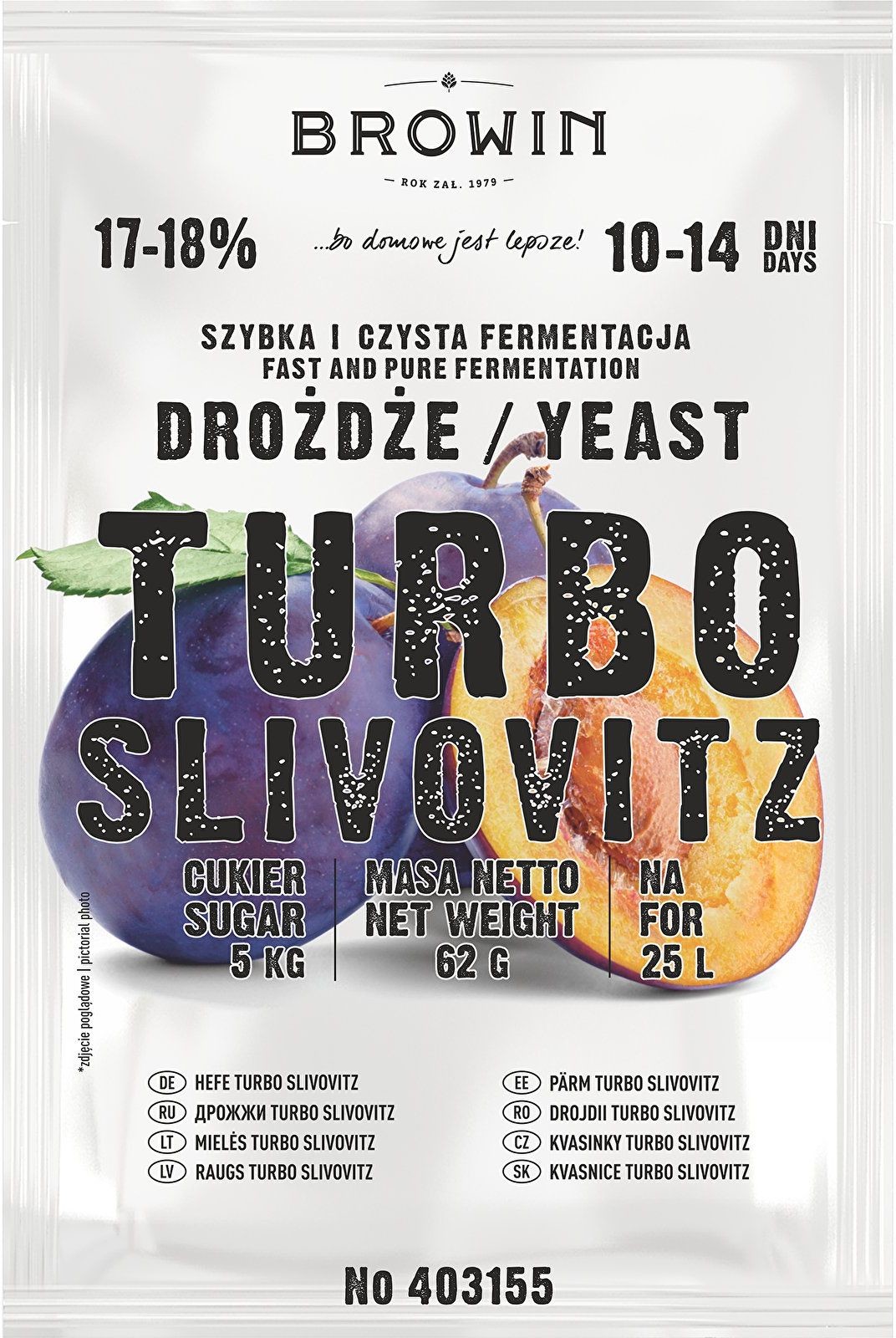 Browin Drożdże gorzelnicze Turbo Slivovitz