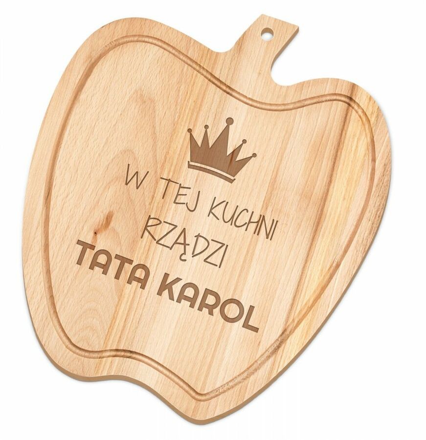 Murrano Deska drewniana do krojenia jabłko z grawerem dla taty DSK-JAB-014