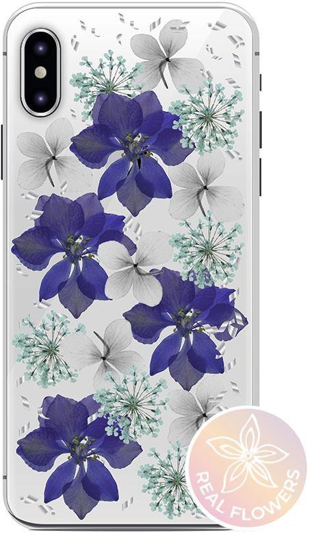 PURO Glam Hippie Chic Cover - Etui iPhone X (prawdziwe płatki kwiatów chabrowe) IPCXHIPPIEC4VIO