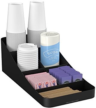 Mind Reader Trove '7 Compartment Coffee condiment organizer, Black by Mind Reader COMP7BLK