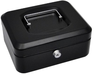 Unbekannt Pavo Premium kasetka na pieniądze, zamykana na zamek cylindryczny z 2 kluczami, wymiary: 20 x 16 x 9 cm, kolor: czarny 8011834