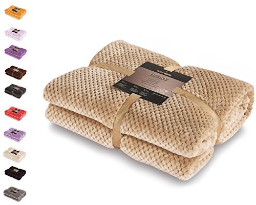 DecoKing przytulny koc z mikrowłókien, polarowy, w skandynawskim stylu Henry, beżowy, 220 x 240 cm 66003