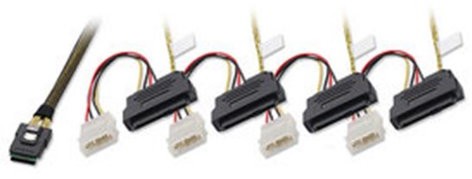 Lindy 33477 Wewnętrzny SATA i SAS-kabel, wtyczka SFF-8087, prąd-stykowy SFF 8482, 1 m 33477