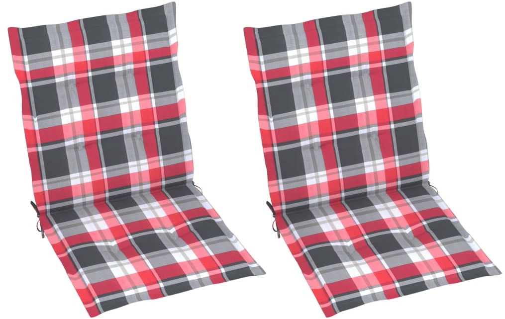 vidaXL Poduszki na krzesła, 2 szt., czerwona krata, 100x50x4 cm