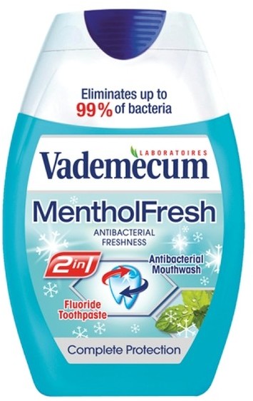 Vademecum Vademecum 2in1 toothpaste&mouthwash mentol fresh pasta do zębów i płyn do płukania jamy ustnej 75ml