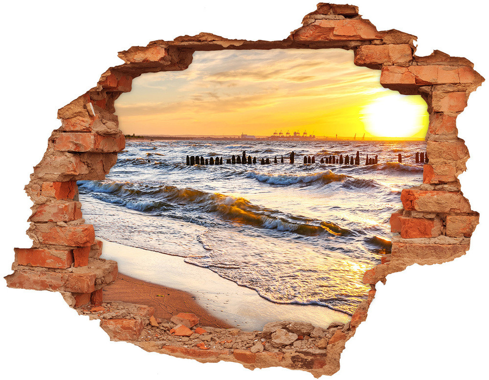 Wallmuralia.pl naklejka fototapeta 3D Zachód słońca plaża