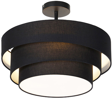 QAZQA Moderne plafondlamp zwart 45 cm 3-lichts - Drum Trio 104415