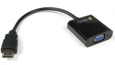 Techly Adapter HDMI męski na VGA żeński czarny 10cm KKTCKPEV0040