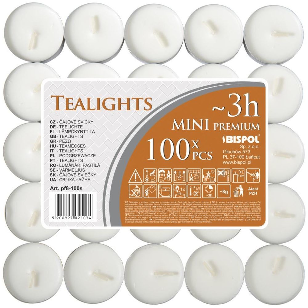Bispol Podgrzewacz tealight 100 szt. bezzapachowy
