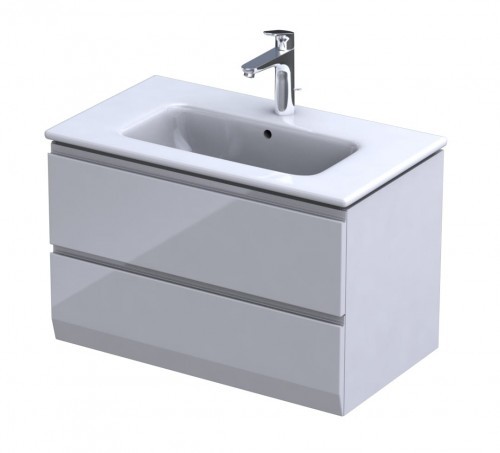 Oristo Szafka wisząca BRYLANT UNI 80 cm z umywalką JOY BIAŁY POŁYSK OR36-SD2S-80-1-V3 + UME-JO-80-91