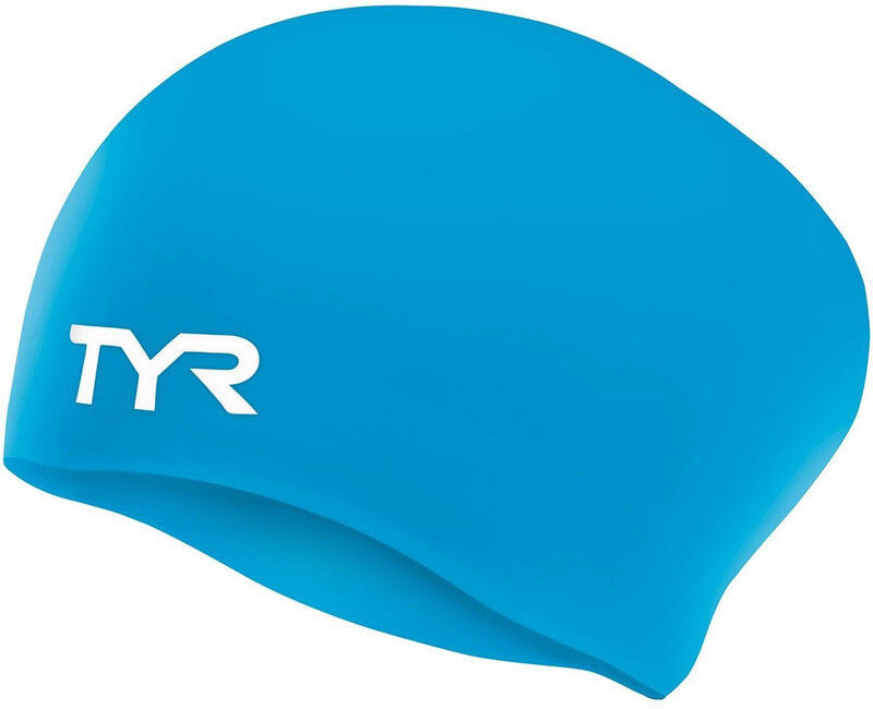 TYR Wrinkle-Free Silicone Czepek pływacki do długich włosów Dzieci, blue 2020 Czepki LCSJRL420-420