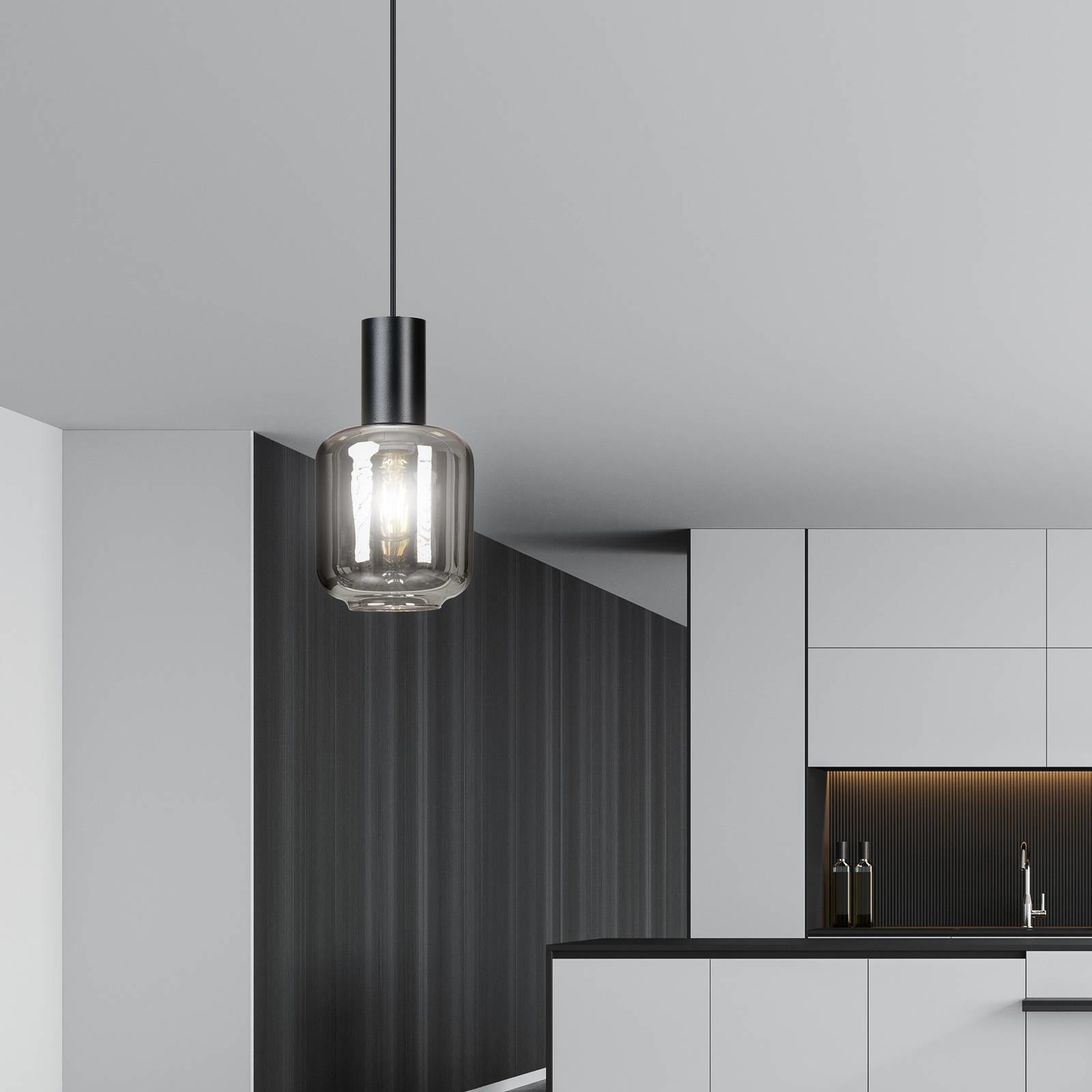 EULUNA Lampa wisząca Smoke klosz dymione szkło, 1-pkt.