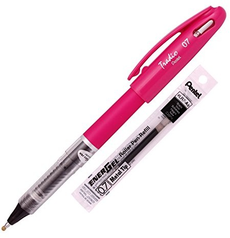 Pentel bl117 F EnerGel TRadio Fluo 0,7 mm 12 sztuk, trzonek różowy, tusz czarny