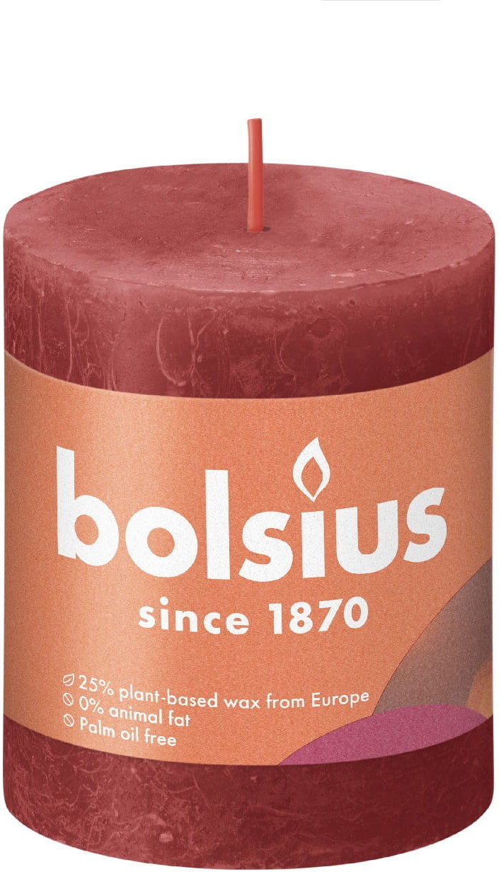 Bolsius Świeca Pieńkowa Rustic 8 cm DELIKATNA CZERWIEŃ 146540