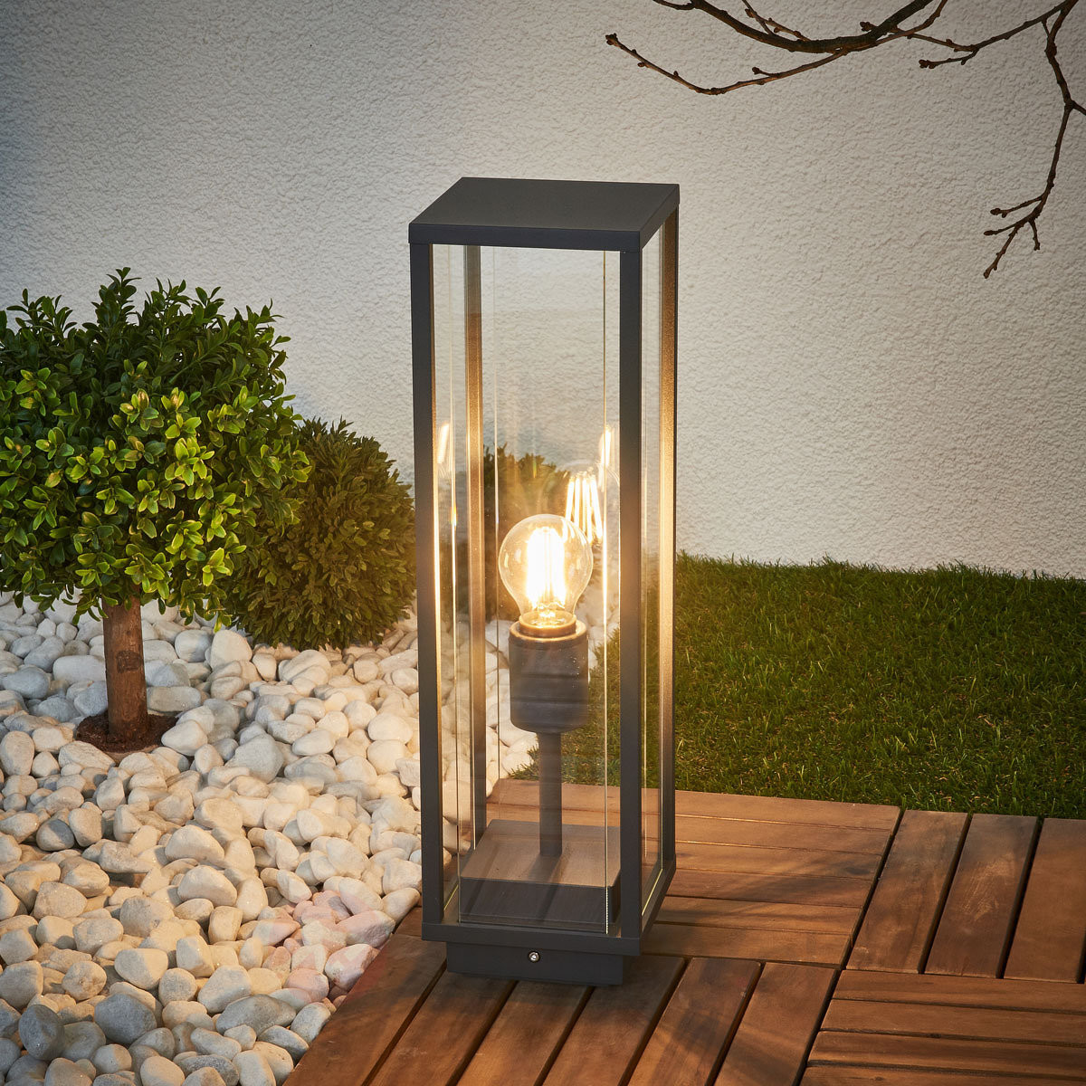 LAMPENWELT.COM Lampa cokołowa Annalea, szaro-grafitowa