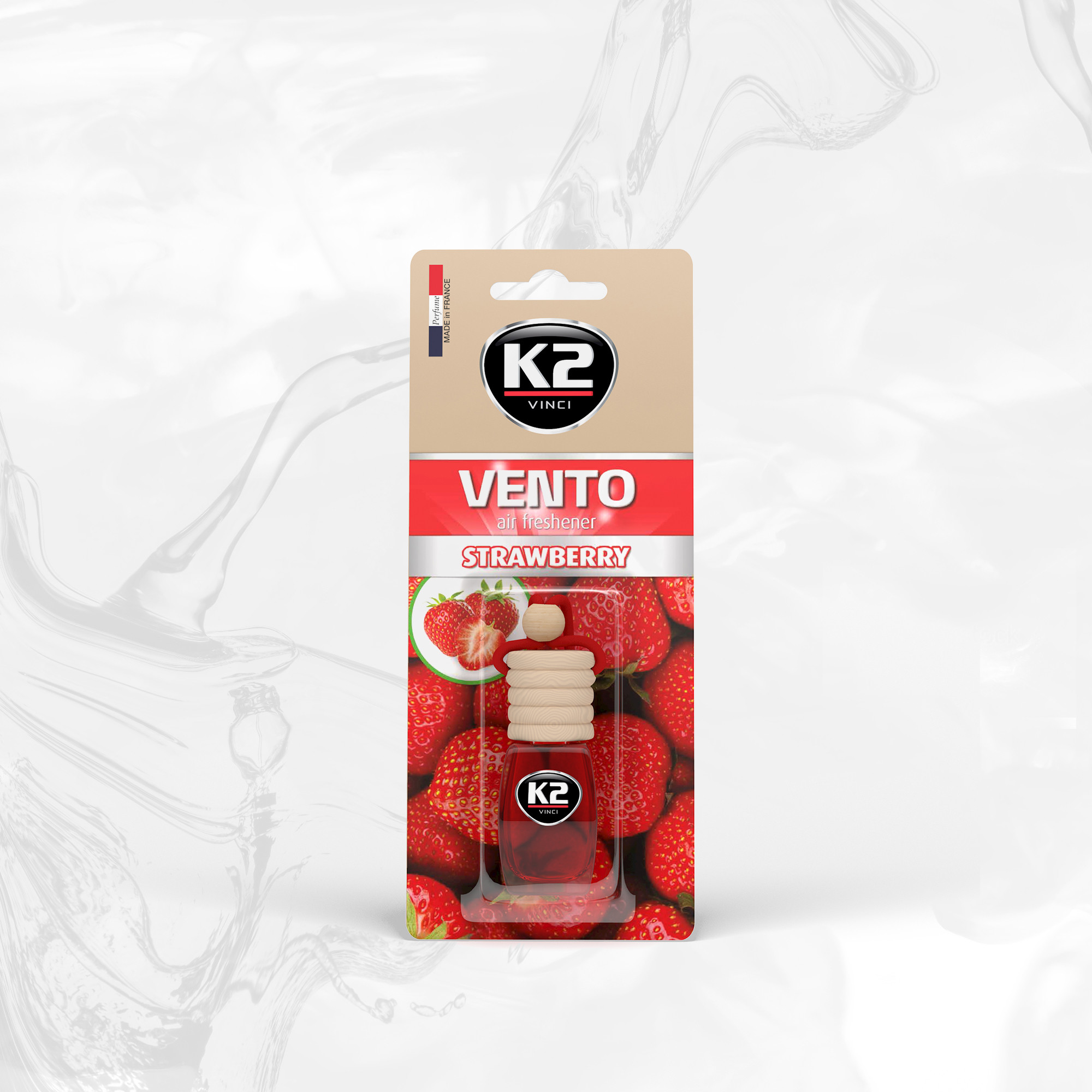 K2 VENTO TRUSKAWKA 8ML blister papierowy Ekskluzywny zapach samochodowy - 8ML
