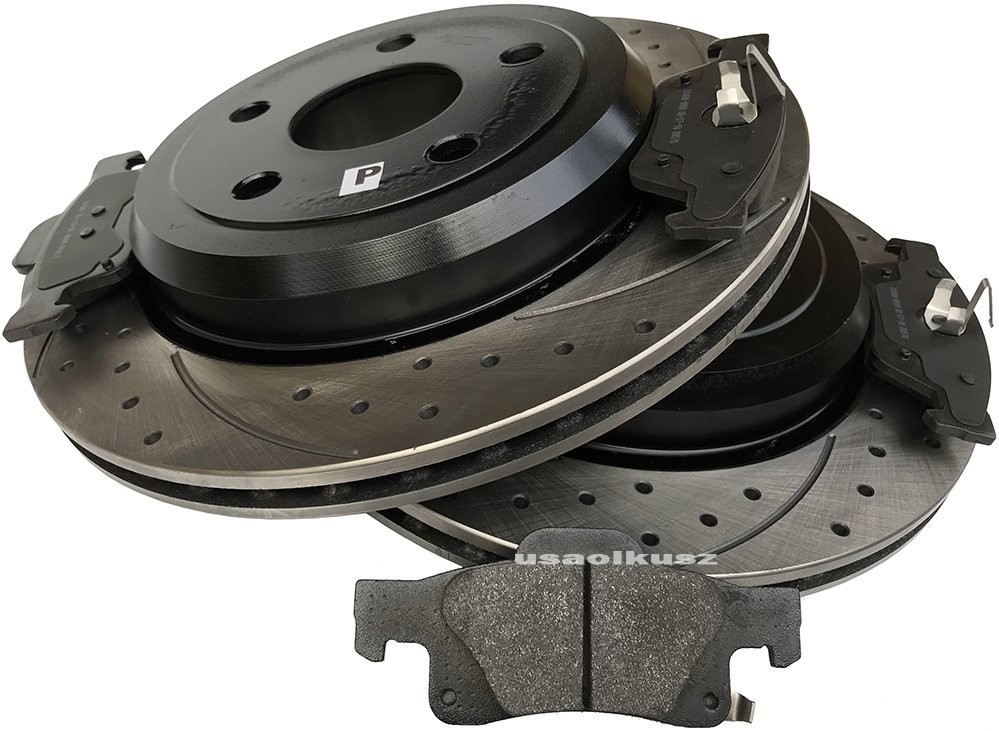 Tylne klocki + WIERCONE wentylowane tarcze hamulcowe 330mm BLACK Jeep Grand Cherokee 2011 2537S+PMD1498