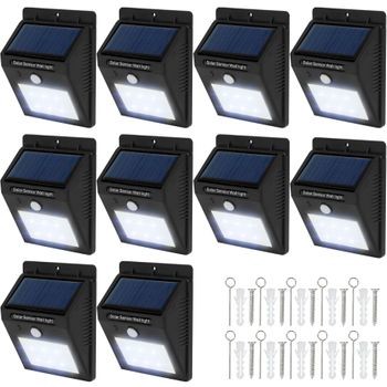 TecTake 10 x Ścienna lampa solarna LED z czujnikiem ruchu 401739