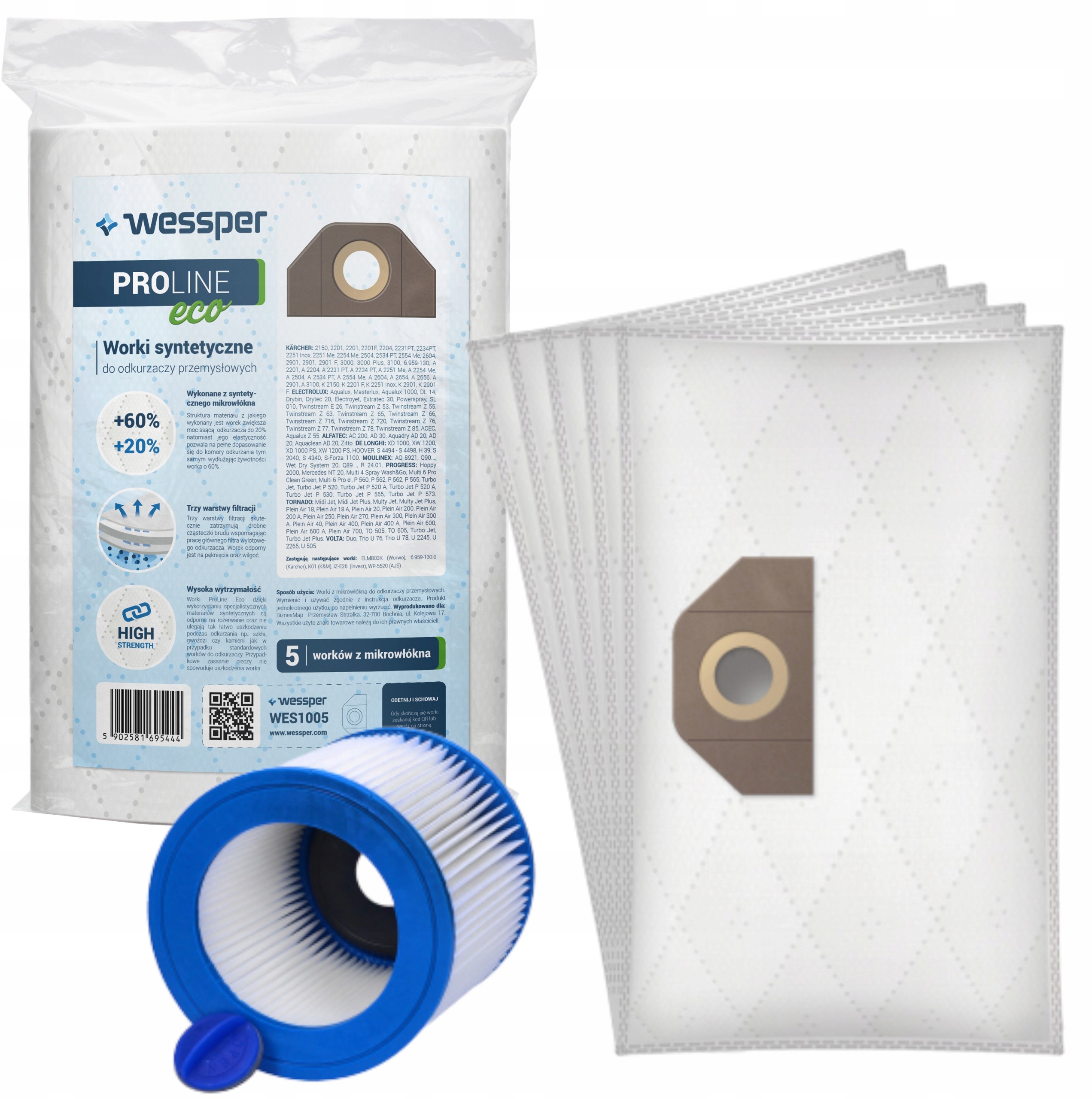 Karcher 5x Worki Filtr Do Odkurzacza Wd 3.200 MV 3