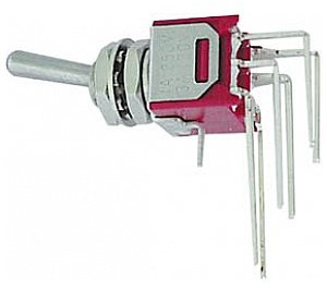 Velleman Przełącznik dźwigniowy 90° VERTICAL SUBMINIATURE TOGGLE SWITCH DPDT ON-ON - NO THREAD TS-9E