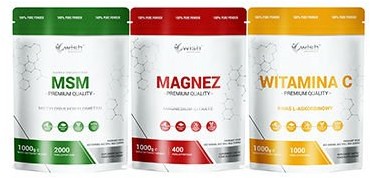 WISH Pharmaceutical WISH Pharmaceutical MSM 1000 g + Witamina C 1000 mg 1000 g + Cytrynian Magnezu 1000 g