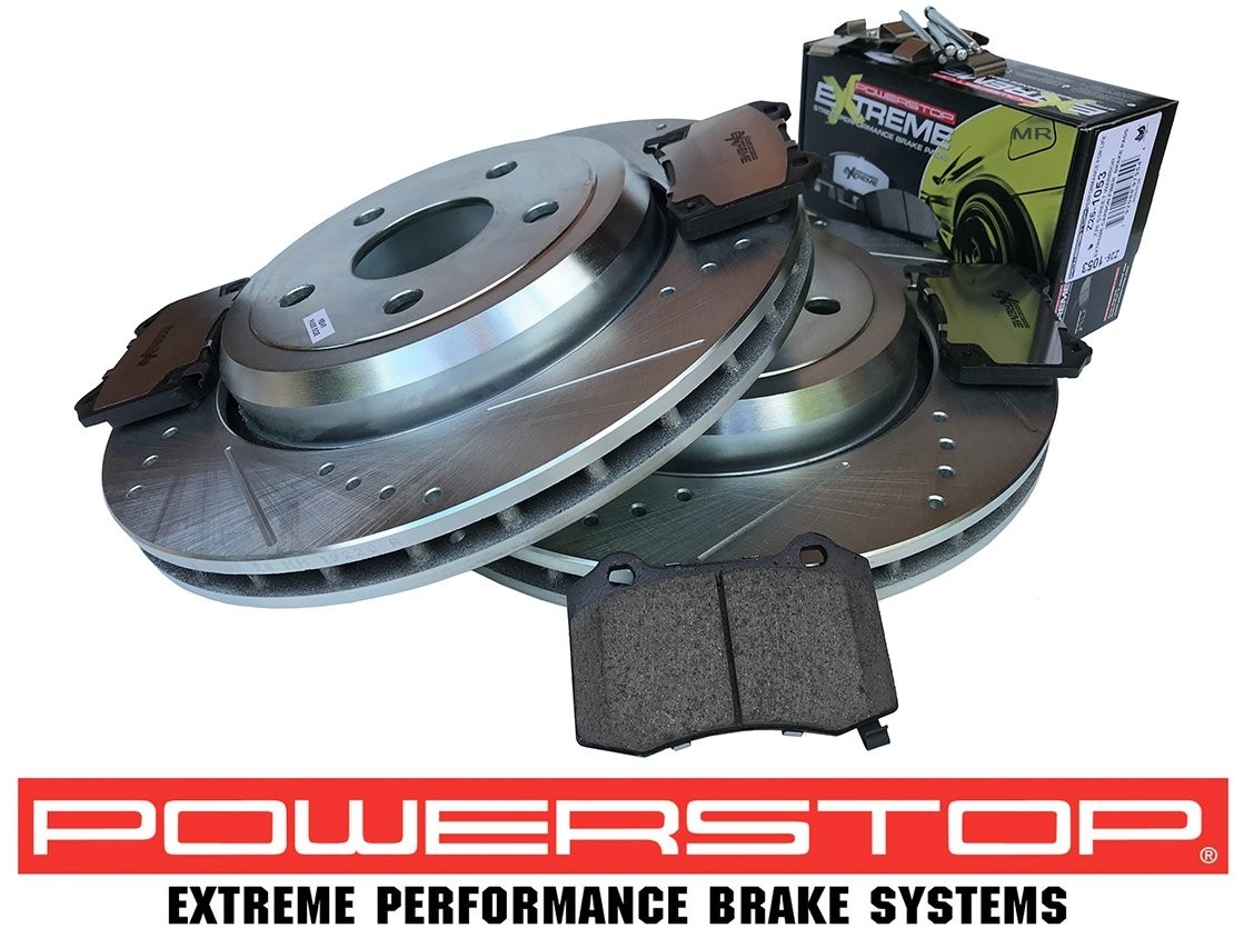 POWERSTOP Tylne klocki + WIERCONE nacinane tarcze hamulcowe POWERSTOP Jeep Grand Cherokee SRT Trackhawk AR83079XPR+Z26-1053