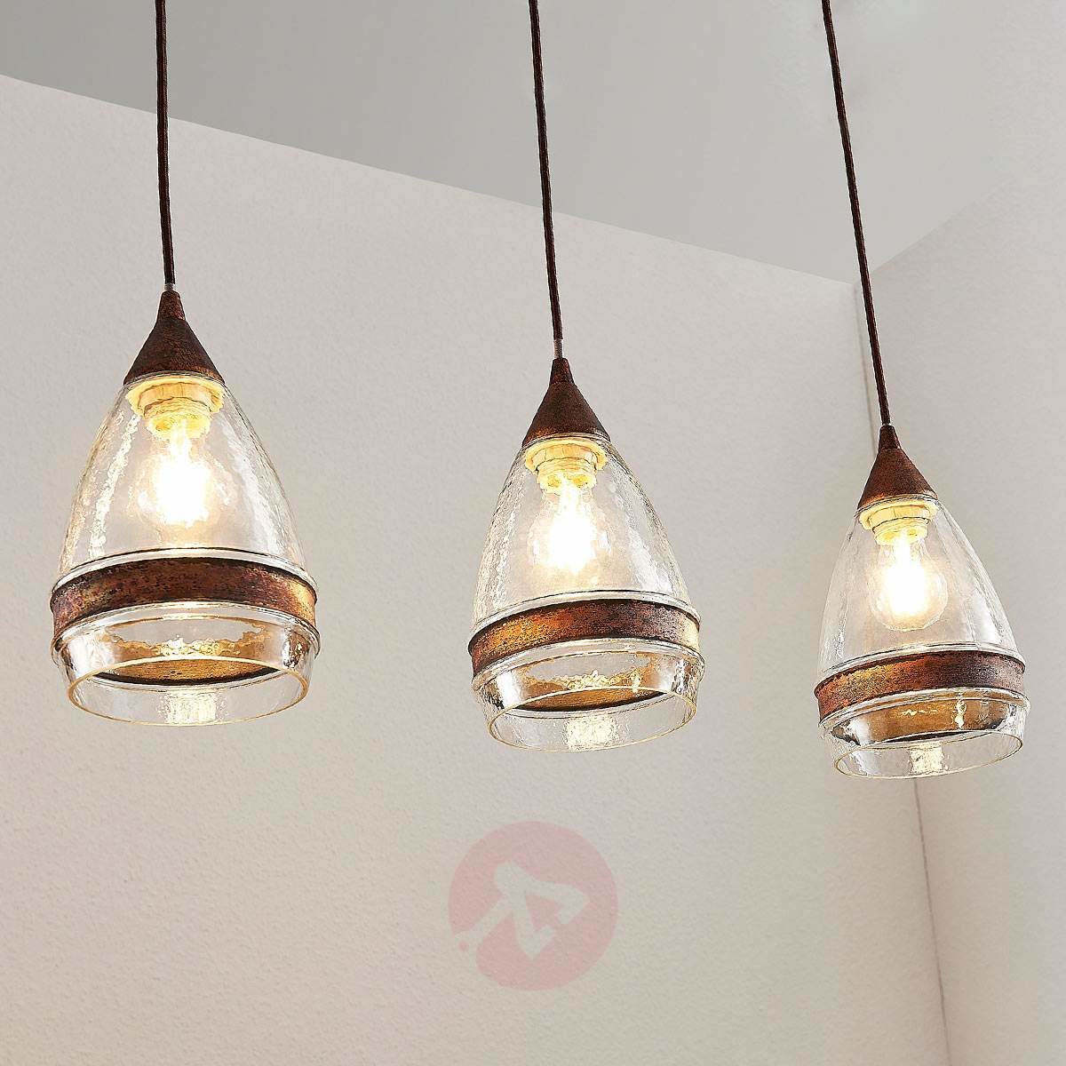 Lampenwelt com Szklana lampa wisząca Millina, 3-punktowa